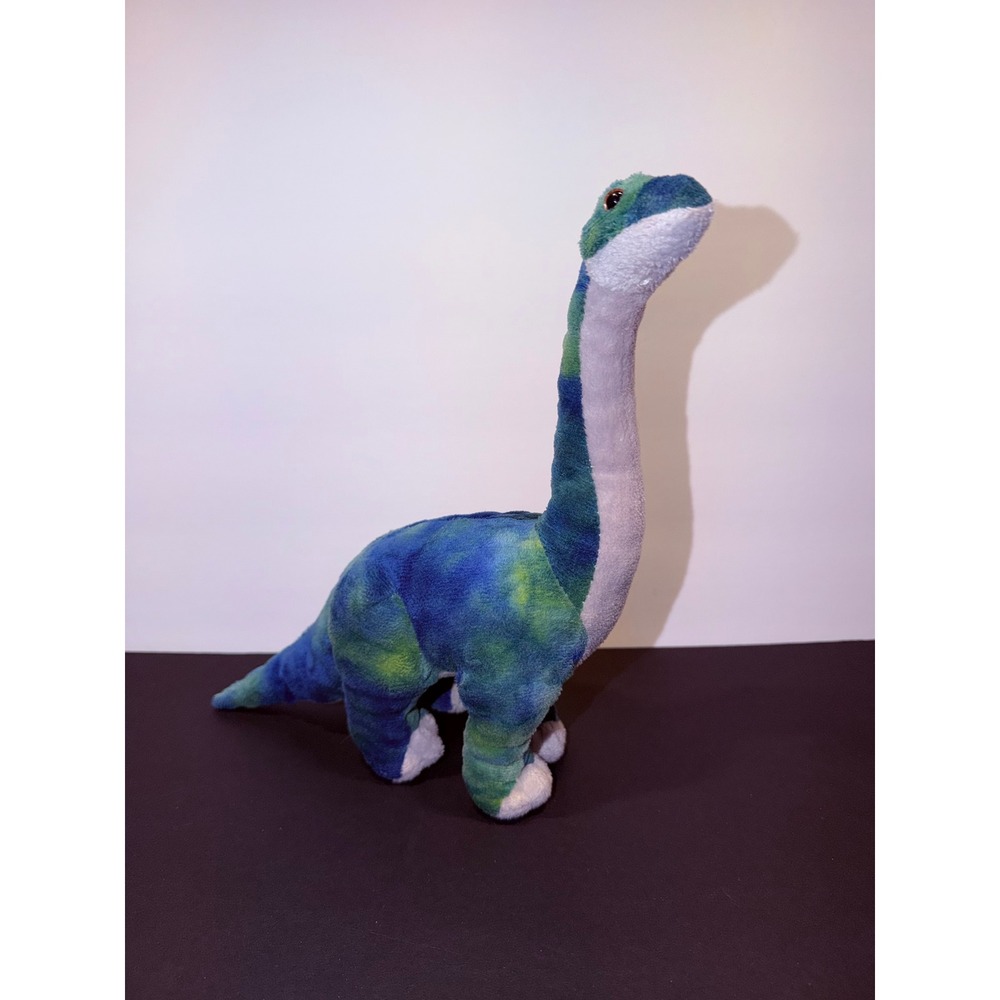 Wild Republic Brachiosaurus Dinosaur Plush Blue Green Tie Dye Stuffed Animal 10"